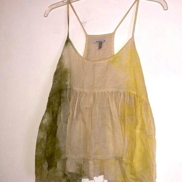 O’Neill Boho Yellow Green Cropped Loose fit Cami Top size small - Picture 1 of 8
